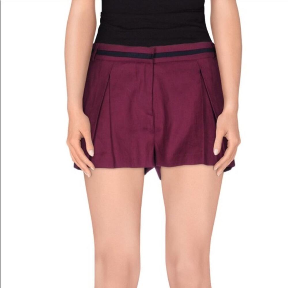Suoli Shorts Women Italy 40 Small 4 US Linen Cotton Blend Plum Pleated High Rise